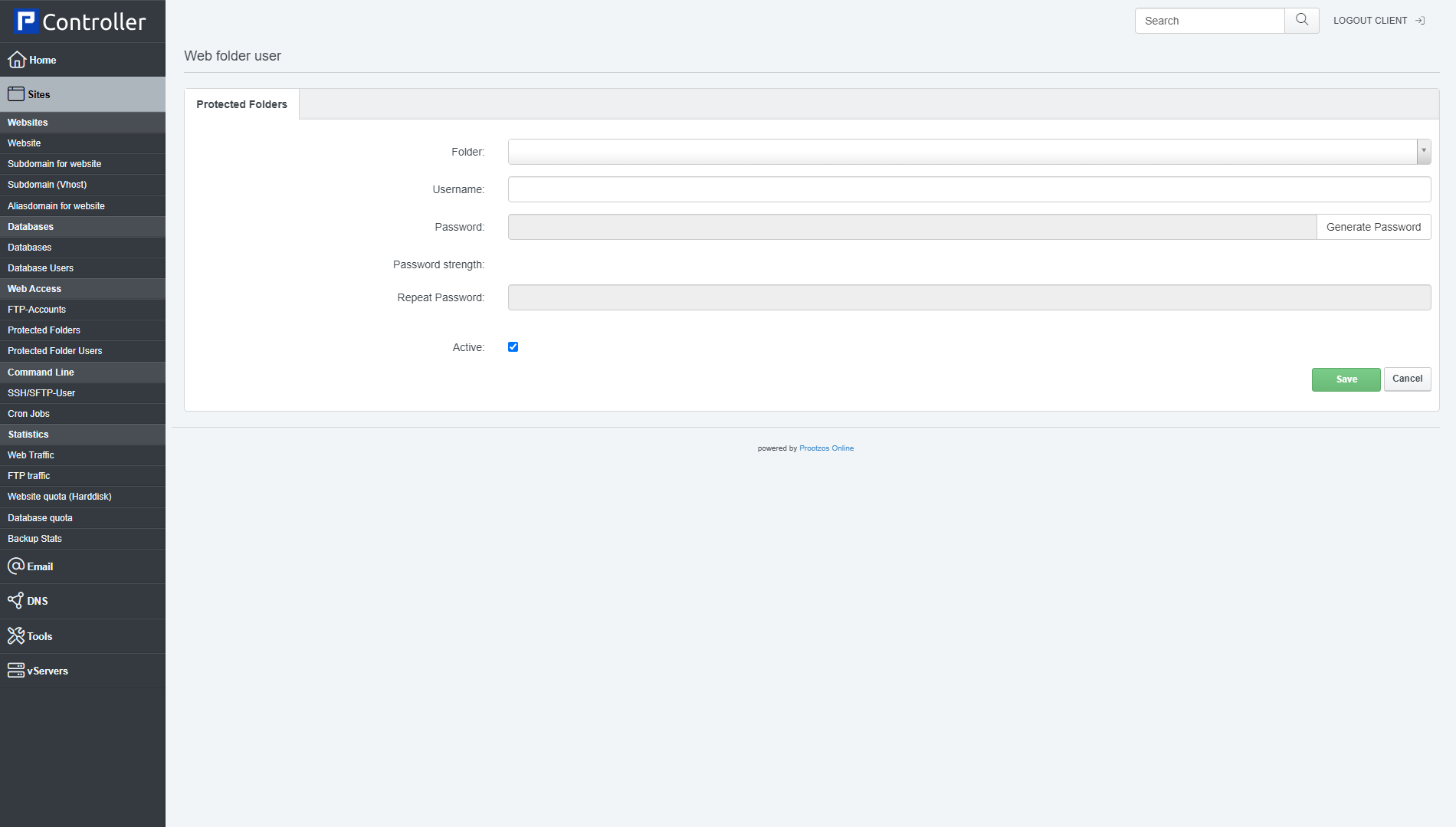 Protected folder users tab